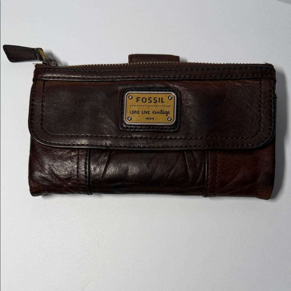 Fossil Genuine Lamb Skin Dark Brown Leather Wallet